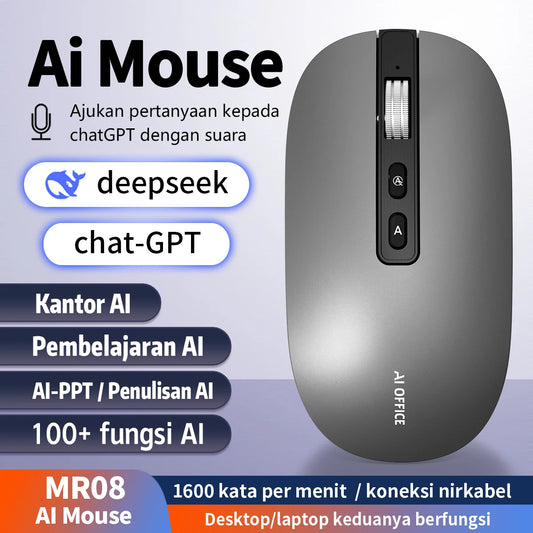 AI Mouse Rechargeable Wireless Mouse USB 2.4G/Bluetooth 1600 DPI with AI PPT AI Deepseek Chat-Gpt Feature for Windows Laptop