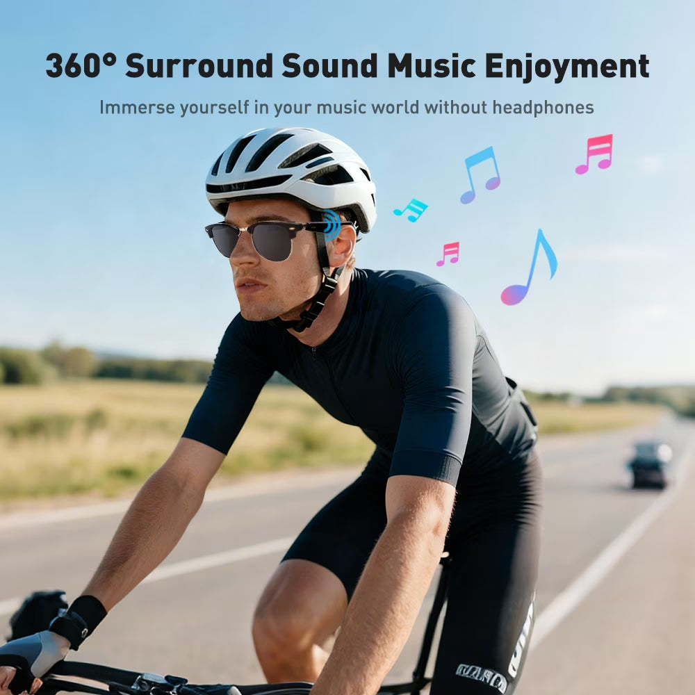 AI Smart Glasses, 5.2 Bluetooth Glasses with 4-Hour Battery Life, Polarized Sunglasses, Bluetooth Speaker, Wireless Headphones, Athletic/Outdoor UV Protection, Touch Control, Voice Assistant