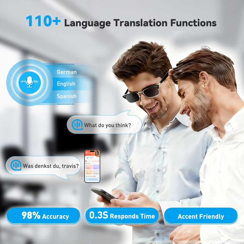 AI Smart Glasses, 5.2 Bluetooth Glasses with 4-Hour Battery Life, Polarized Sunglasses, Bluetooth Speaker, Wireless Headphones, Athletic/Outdoor UV Protection, Touch Control, Voice Assistant
