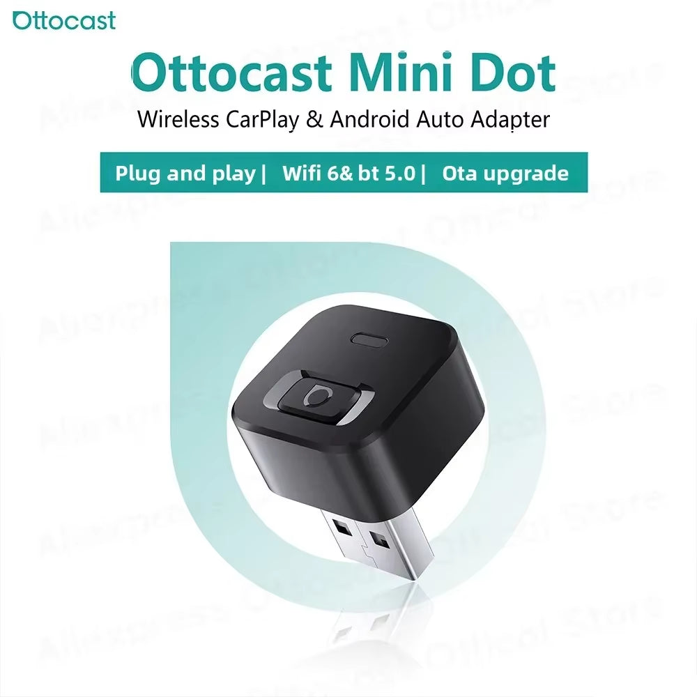Wireless Carplay Android Auto Adapter 2 in 1 USB AI Car Accessory