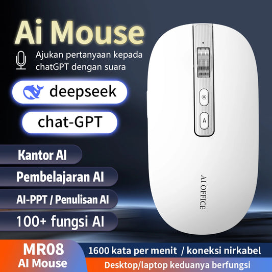 AI Mouse Rechargeable Wireless Mouse USB 2.4G/Bluetooth 1600 DPI with AI PPT AI Deepseek Chat-Gpt Feature for Windows Laptop