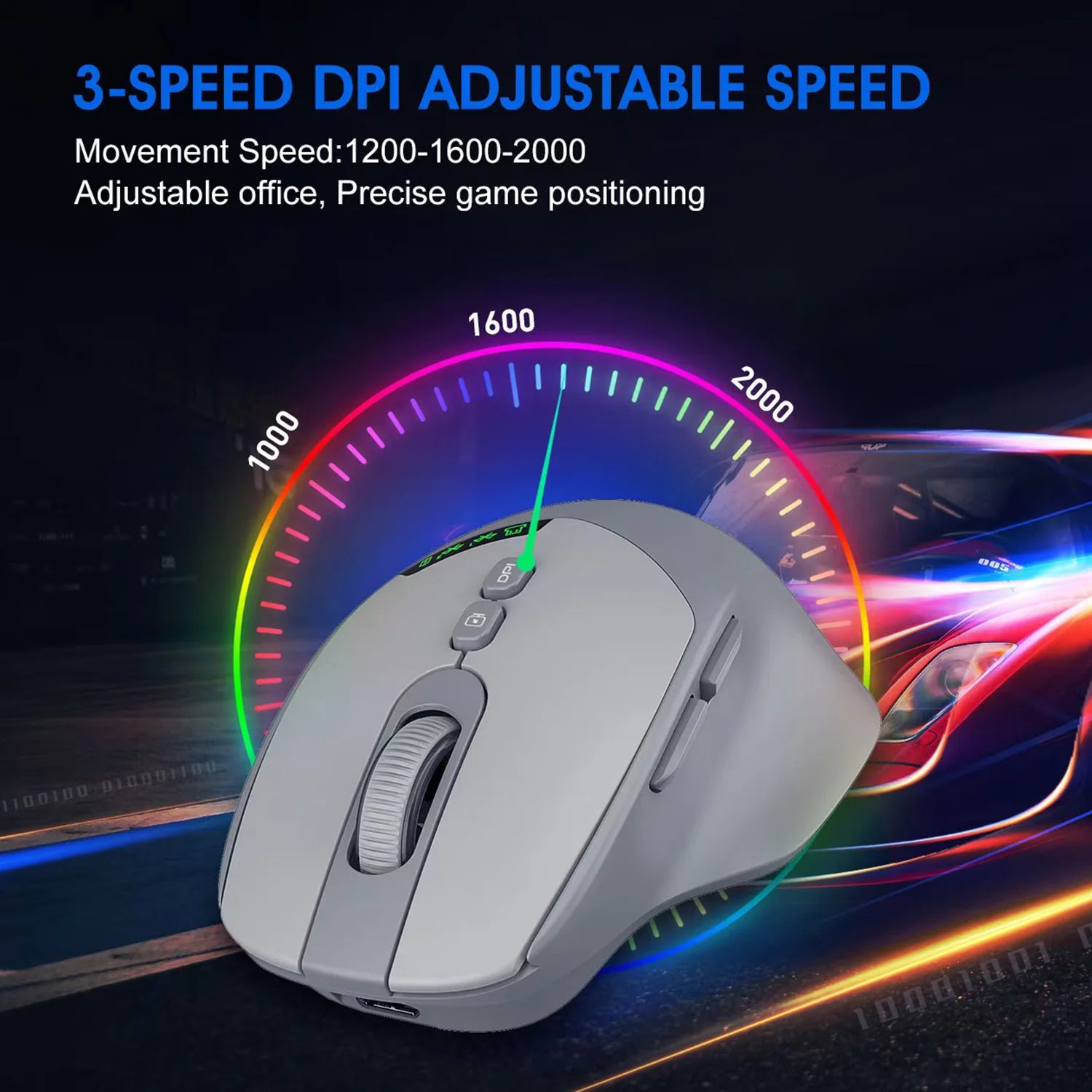 2026 Noiseless Dual Mode Wireless Mouse Bluetooth 2.4G Silent Click DPI Adjustable Battery Display Ergonomic Design for Office