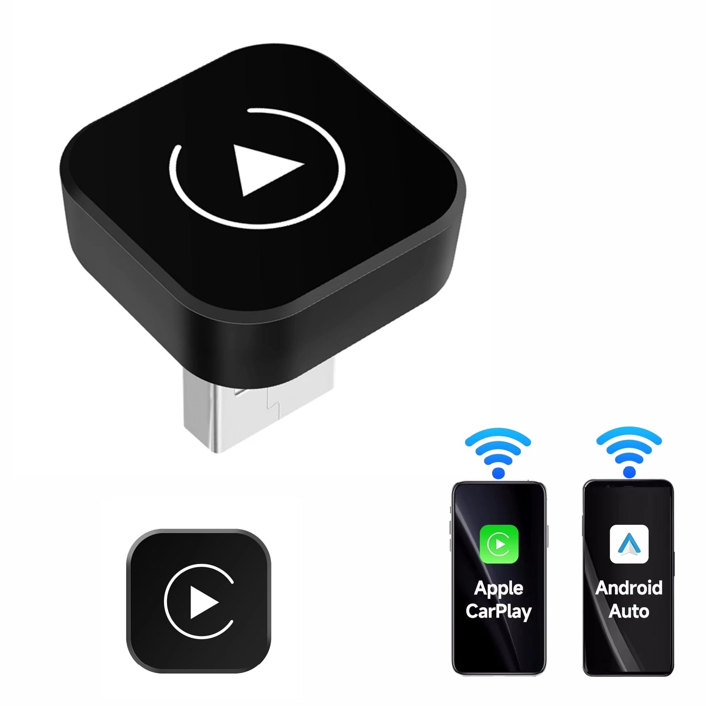 2In1 Wireless Carplay Dongle Wireless Android Auto Adapter AI Smart Box Car Intelligent Systems for Car with Wired Carplay