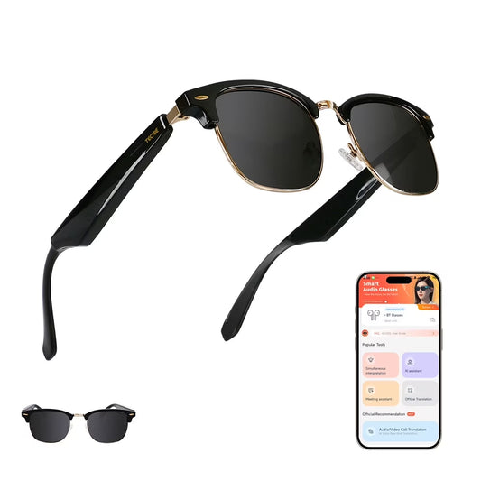 AI Smart Glasses, 5.2 Bluetooth Glasses with 4-Hour Battery Life, Polarized Sunglasses, Bluetooth Speaker, Wireless Headphones, Athletic/Outdoor UV Protection, Touch Control, Voice Assistant